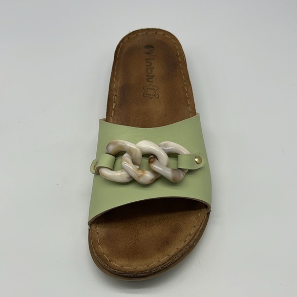 Inblu - Mint Green With Seashell Stone Chain Slip On Sandals Size 39 - Picture 8 of 13